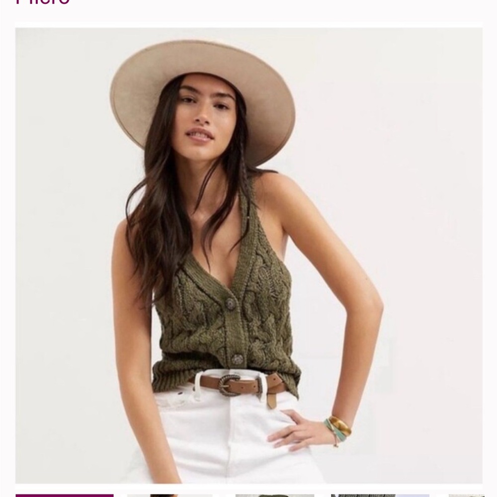 PILCRO by Anthropologie Olive Green Cable Knit Tank Sweater Top